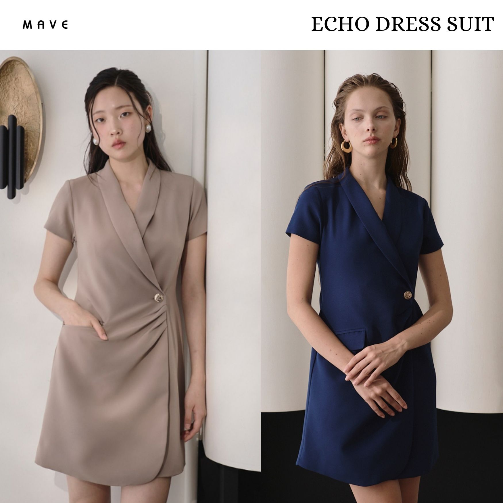 Mave Dress Model Echo, Color Taupe, Navy. ราคา 2,990 บาท*ส่งฟรี