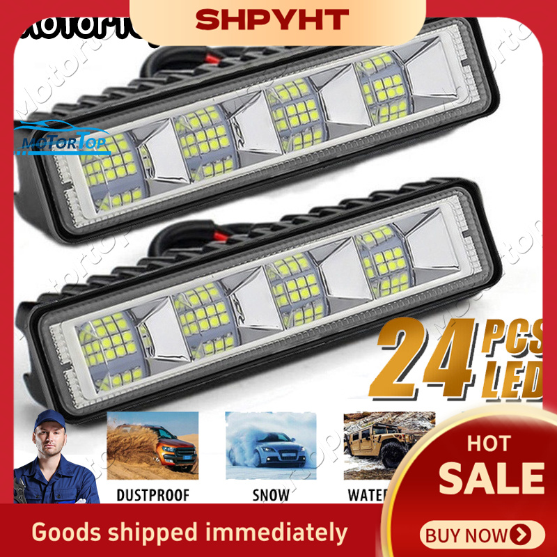 หลอดไฟหน้ารถยนต์ หลอดไฟ LED แสงขาวสว่างคมชัด SHPYHT ไฟตัดหมอก LED 24 ดวง 72W สําหรับรถยนต์ SUV ออฟโร้ด รถออฟโร้ด