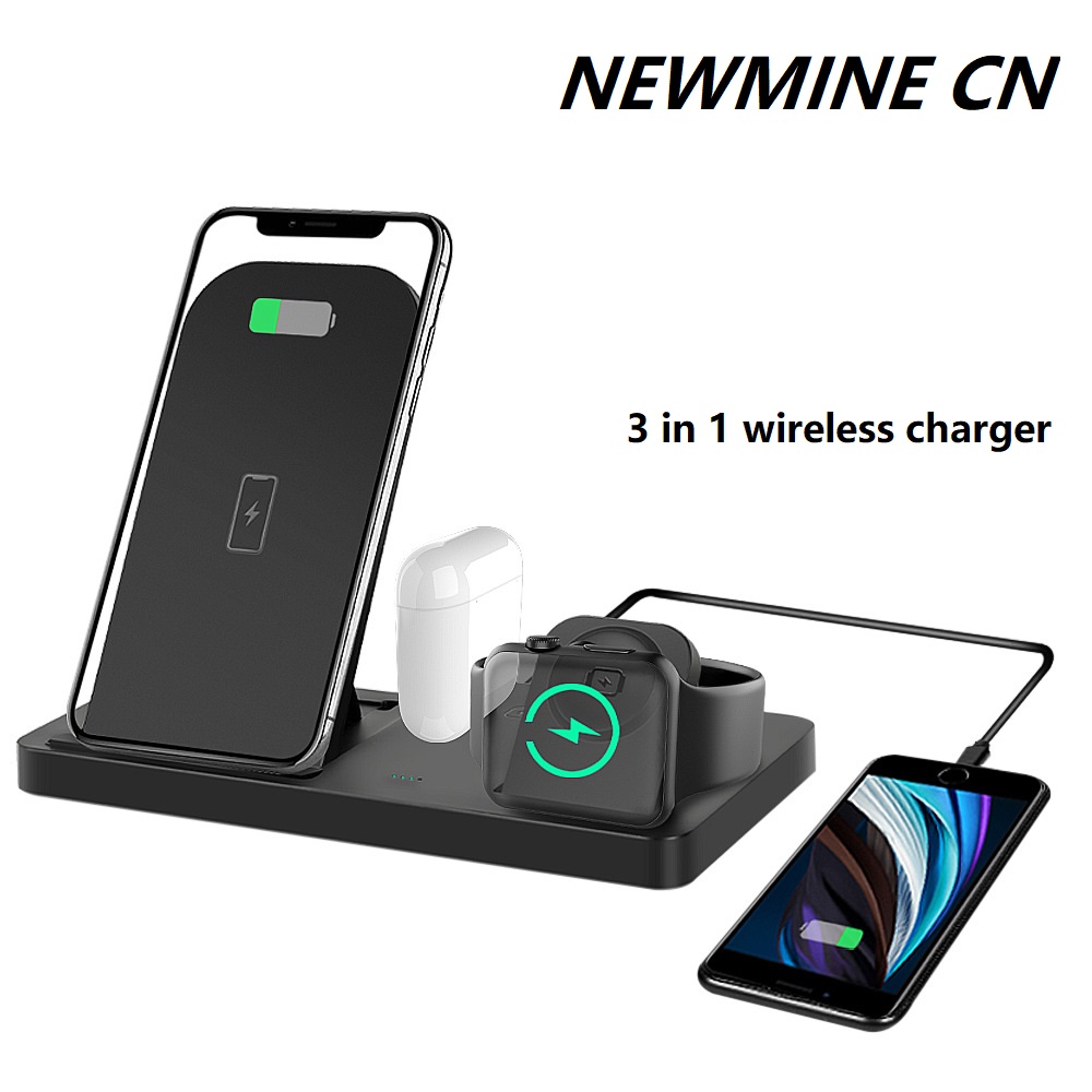 3 In 1 Wireless Charger  แท่นชาร์จไร้สาย  Quick Wireless Charger สำหรับ iPhone, Samsung, Huawei Xiaomi Android, หัวชารจ์ไฟบ้าน