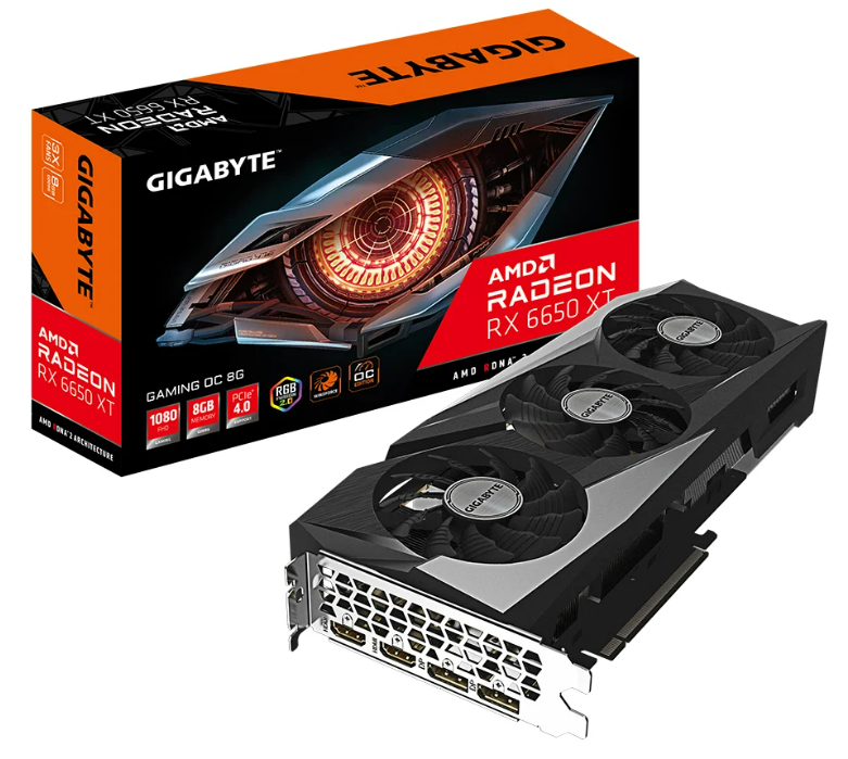 การ์ดจอ VGA (การ์ดแสดงผล) GIGABYTE RADEON RX 6650 XT GAMING OC 8G - 8GB GDDR6 (GV-R665XTGAMING OC-8GD) ราคา 24,900 บาท*ส่งฟรี
