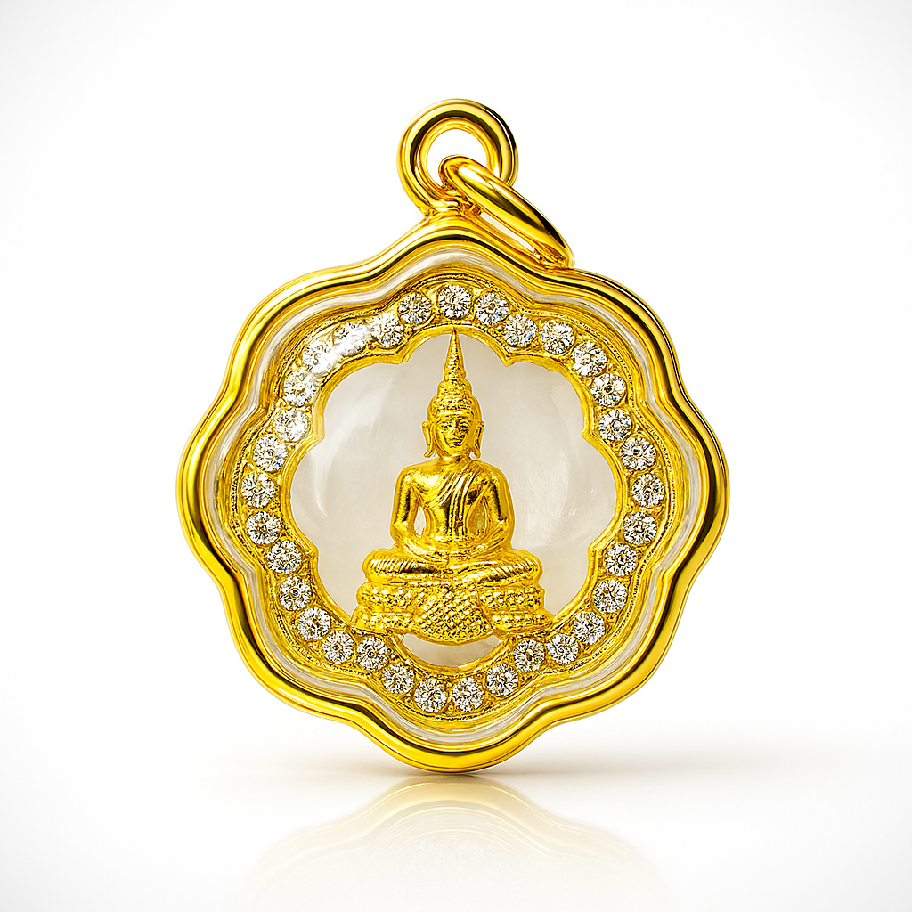 Pendant, Buddha pendant, Luang Pho Sothon pendant, Luang Pho Sothon, micron-plated flowers, fixing brewing year, souvenirs, hanging items, worshiping, enhancing fortune, color of the day