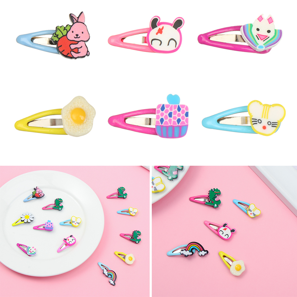 ZHUGE 5pcs Cute Princess Kids Toys Accessories Girl Birthday Gift Children Hair Clip Headwear Doll Head Clips Mini Metal Headclip