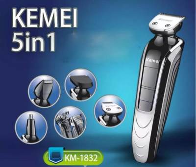 KEMEI KM-1832 แบตตาเลี่ยน ปัตตาเลี่ยนตัดผม เครื่องโกนหนวด เครา เครื่องตัดขนจมูก ขนหู ตัดแต่งเคราจอน 5 in 1