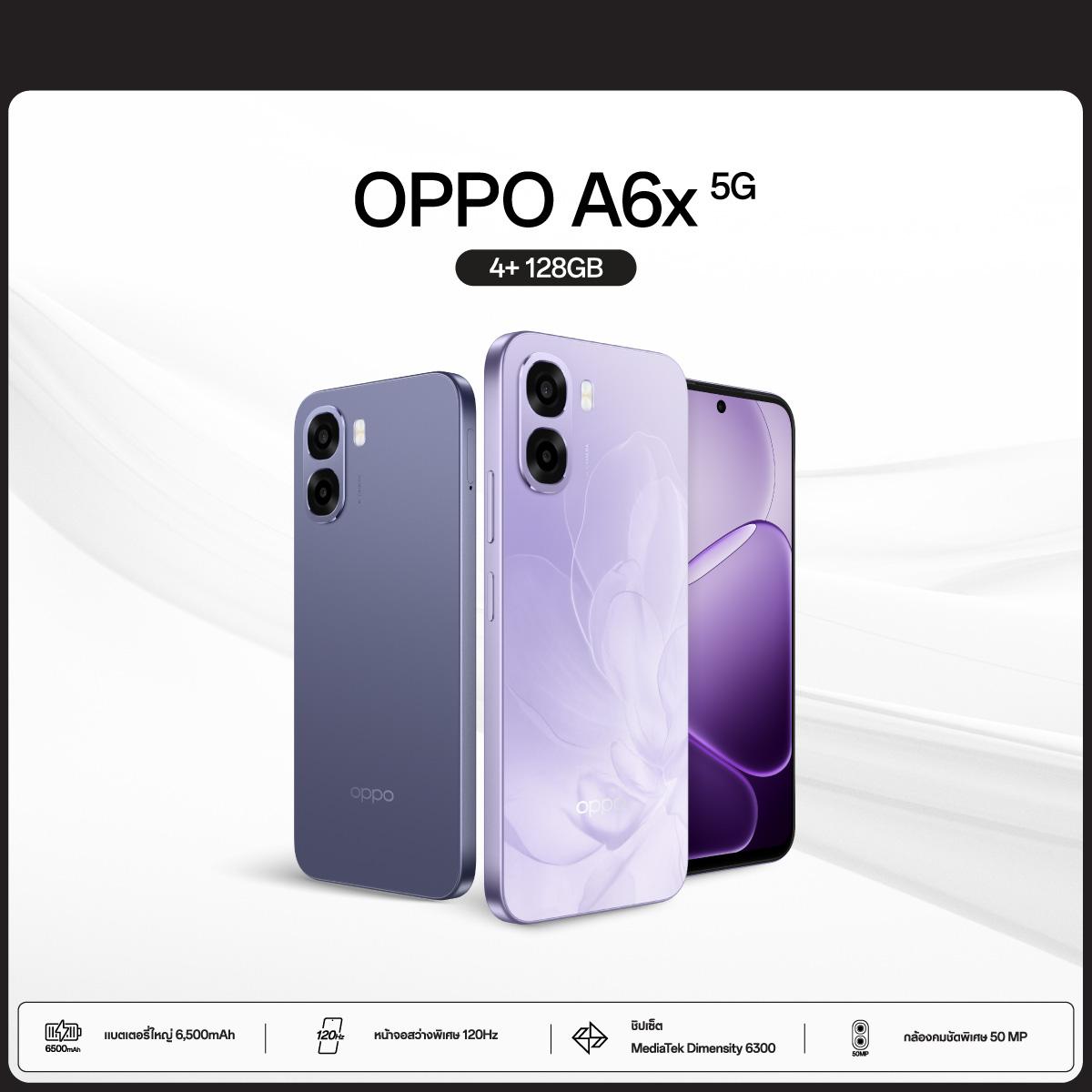 [New] Oppo A6X 5g(4+128g)Mobile Phone Waterproof and Dustproof, Ip64 Level, Snapdragon Chipset ® 685 4g Large Battery 6,500Mah ราคา 4,999 บาท*ส่งฟรี