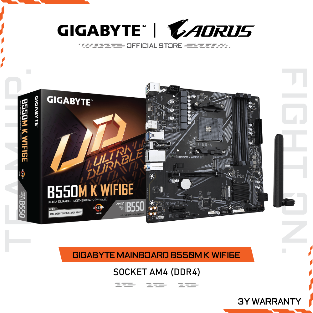 GIGABYTE MAINBOARD B550M K WIFI6E เมนบอร์ด B550M K WF6E-1.0 ราคา 3,410 บาท*ส่งฟรี