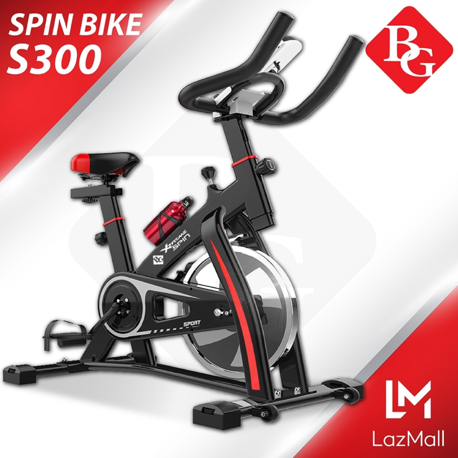 B&G จักรยานออกกำลังกาย Spin Bike พร้อมหน้าจอ LED แสดงผลการทำงาน รุ่น S300 (Black)