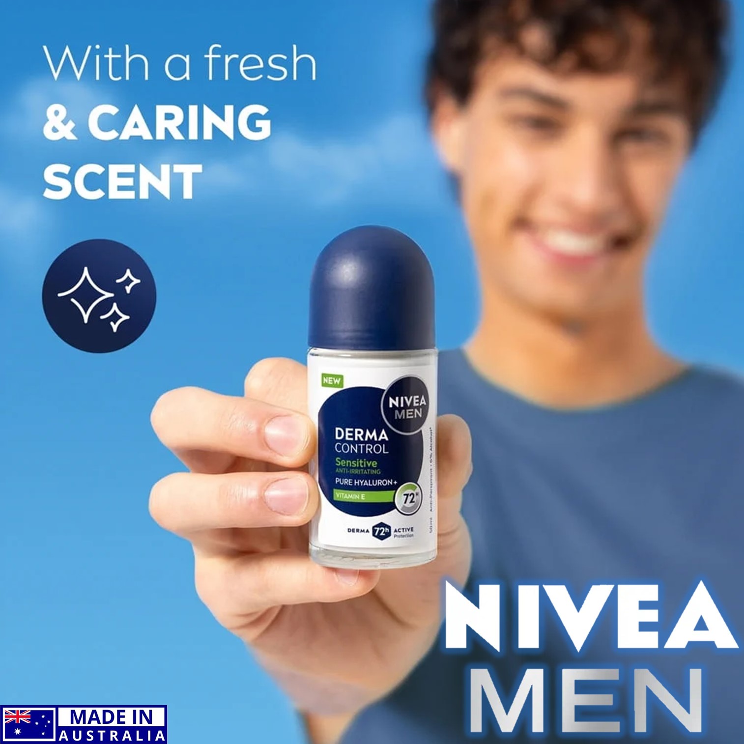 Nivea Men Derma Control Sensitive Anti-Perspirant Roll on 50ml Men's Underarm Deodorant Roller, Special Gentle Formula for Sensitive Skin, Imported Product from Australia, Genuine, Ready to Ship. ราคา 479 บาท*ส่งฟรี