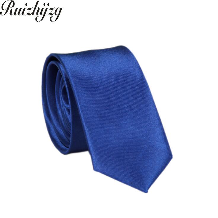 Ruizhijzg Men Slim Skinny Tie Necktie Solid Color Neck Ties Wedding Party Polyester Silk Male Neckties Plain Color
