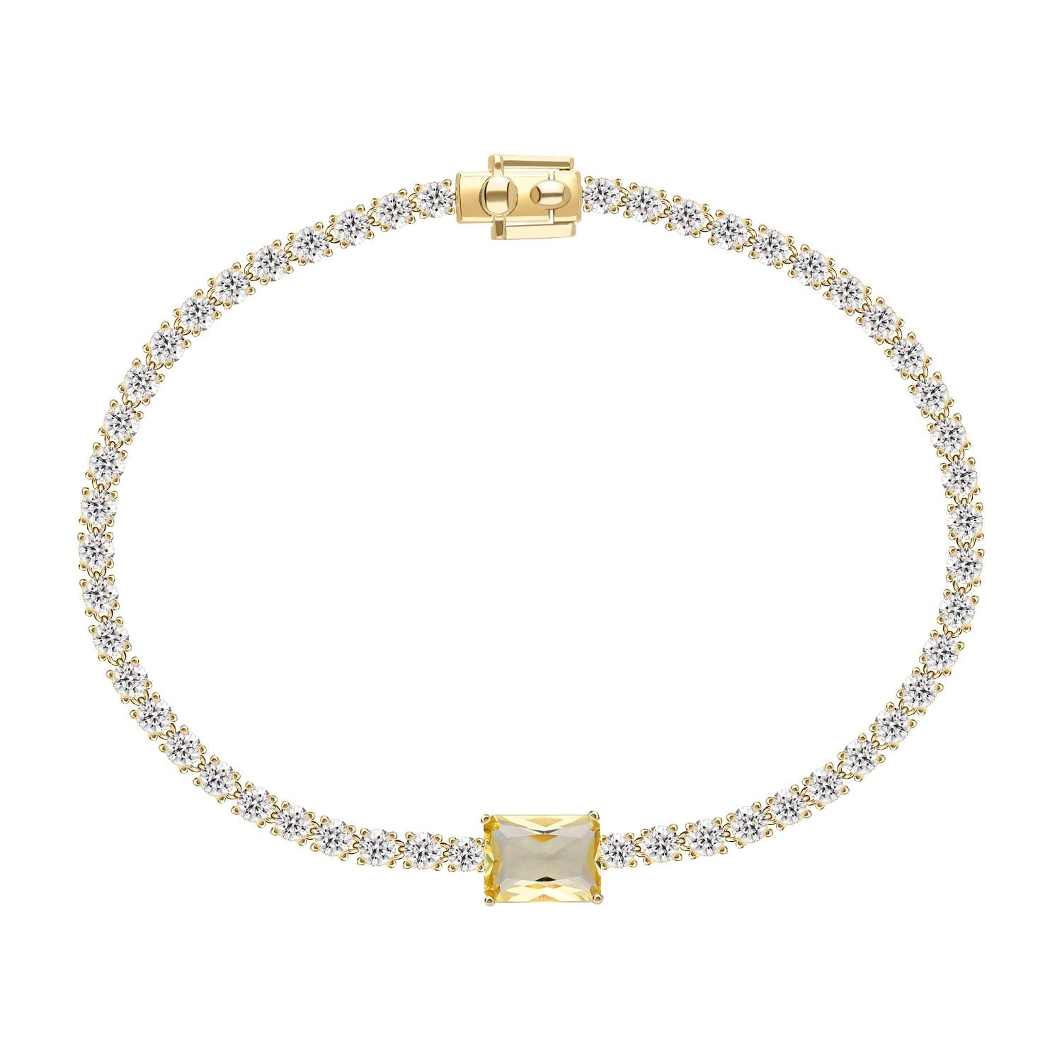 Merii Gold-Plated Silver Tennis Bracelet Decorated with Citrine Nanocrystal, Octagon Shape, Size 6 1/2"- 7" Inches. ราคา 12,200 บาท*ส่งฟรี