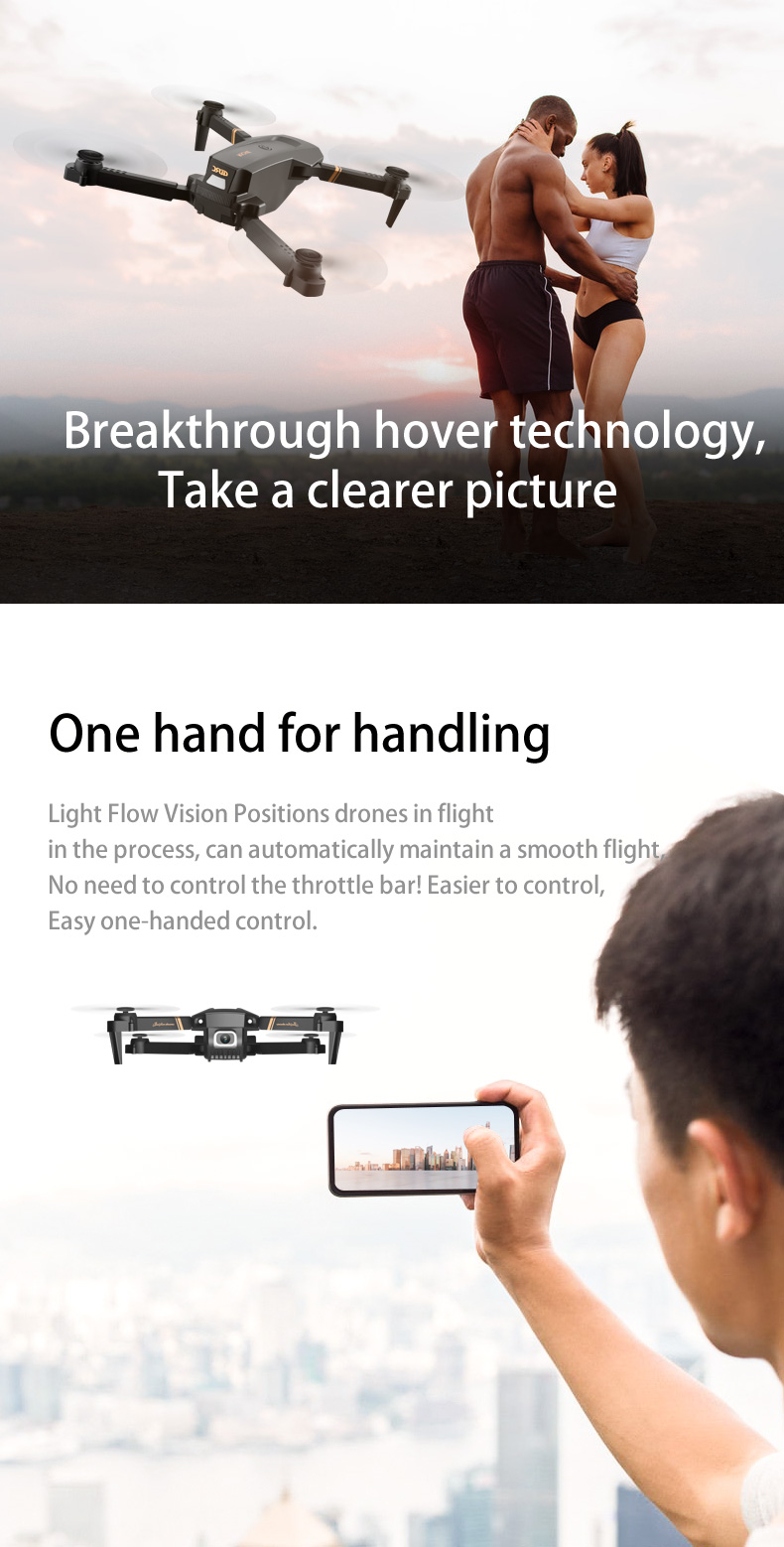 มุมมองเพิ่มเติมของสินค้า Seamo Store กล้องคู่ V4 โดรน 4K HD การถ่ายภาพทางอากาศการควบคุมระยะไกลเครื่องบินพับสี่แกนเครื่องบินนักเรียนเฮลิคอปเตอร์ของเล่น