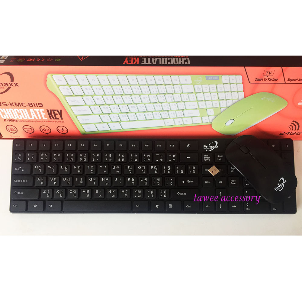 Primaxx ชุด คีบอร์ดไร้สาย+ เมาส์ไร้สาย Wireless keyboard mouse set รุ่น WS-KMC-8119