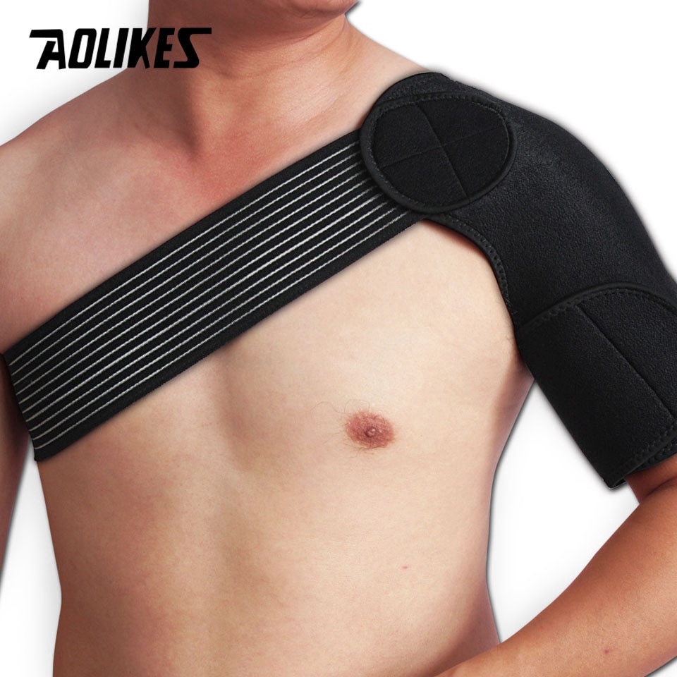 AOLIKES 1PCS Adjustable Breathable Gym Sports Care Single Shoulder Support Back Brace Guard Strap Wrap Belt Band Pads