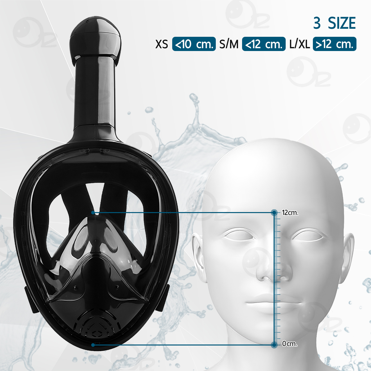 คำอธิบายเพิ่มเติมเกี่ยวกับ ORZ - หน้ากากดำน้ำ ขนาด S/M แบบเต็มหน้า ไม่ต้องคาบ ท่อหายใจ กันฝ้า พร้อมขาติดกล้อง - Diving mask 180° View Snorkel Mask Panoramic Full Face Design Size S/M