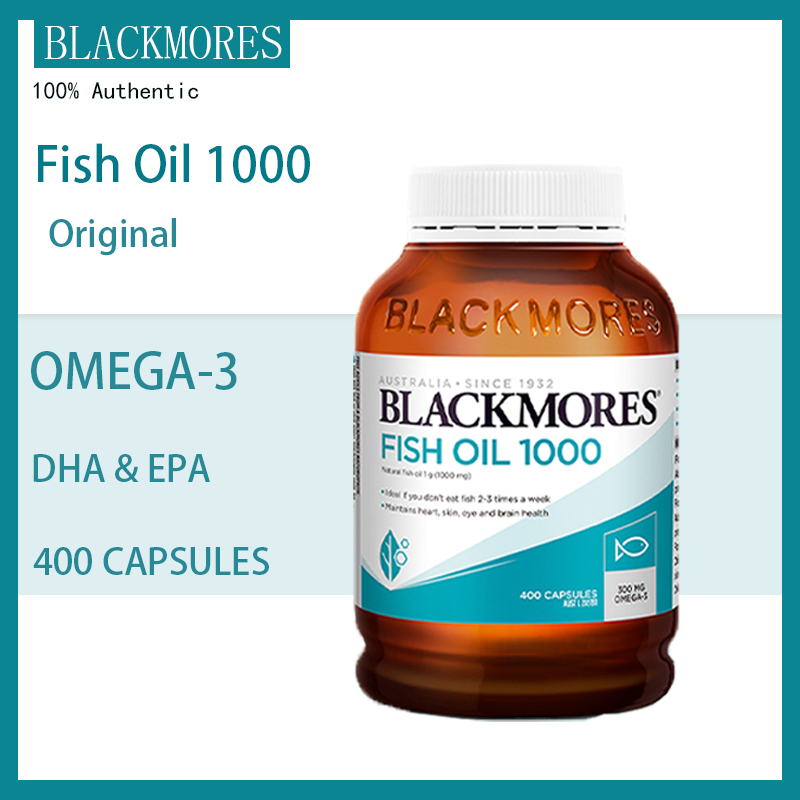 Blackmores Original Fish Oil 1000 mg. แบลคมอร์ส ฟิช ออยล์ 400 แคปซูล น้ำมันปลาสกัด อายุการเก็บรักษา 3 ปีหมดอายุในเดือนมิถุนายน 2027