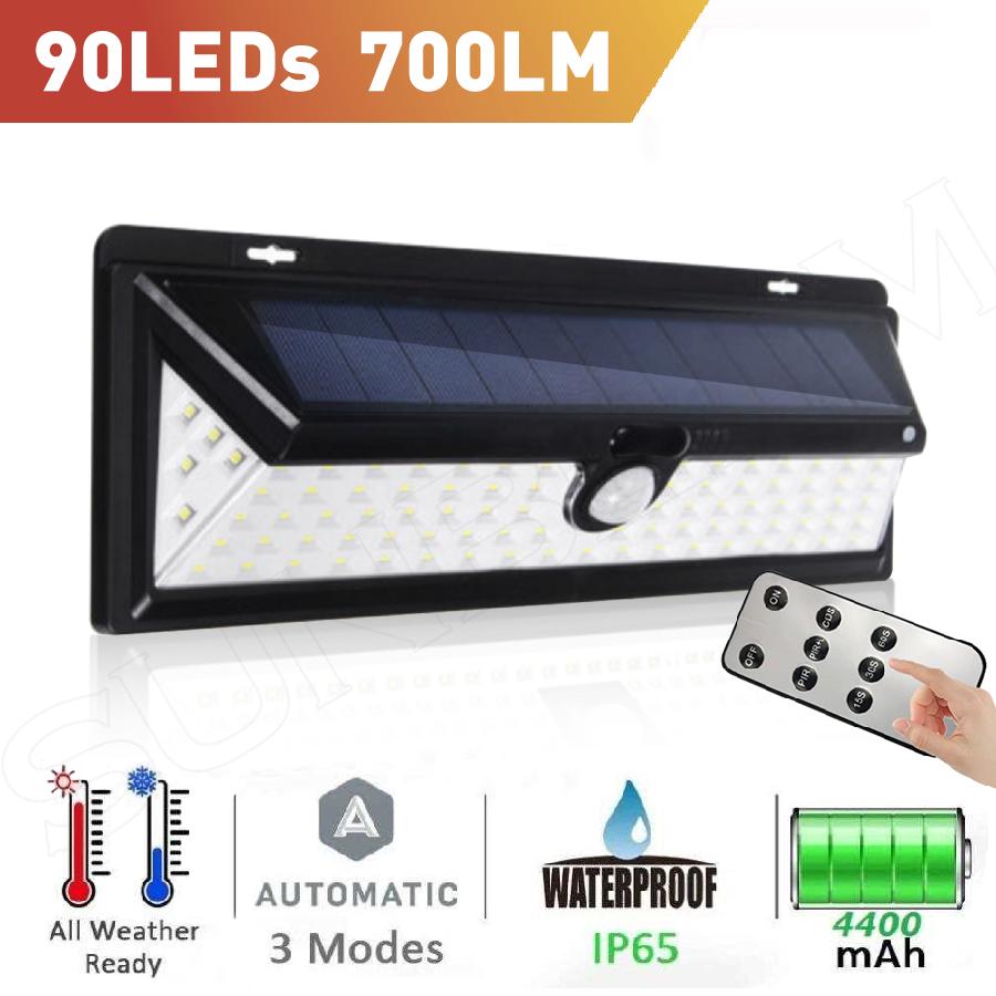 90LED ไฟสปอตไลท์ กันน้ำ ไฟ Solar Light Solar Cell ใช้พลังงานแสงอาทิตย์ โซลาเซลล์ Solar Light  พร้อมรีโมท 90LED