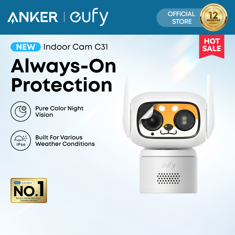 Anker Eufy Security Wired Cctv Camera C31, Indoor/Outdoor Camera, Ip66, 360 Coverage &deg; With Rotation and Tilt, 24/7 Recording, Automatic Tracking, No Subscription Required, Night Color Images, Ai Detects People/Vehicles/Pets/Crying Sounds, T817L ราคา 1,749 บาท*ส่งฟรี