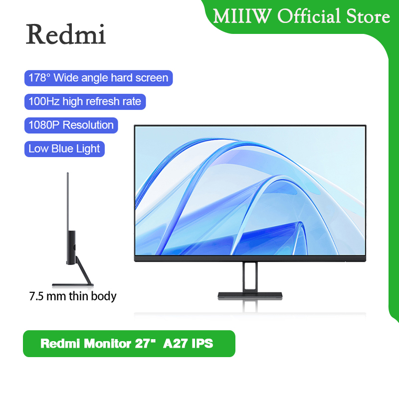 Redmi Monitor 27" จอคอมพิวเตอร์ จอมอนิเตอร์ Mi Desktop Monitor A27 IPS 1080P 100Hz FullHD - SRGB 99% ความคมชัด FHD 27 นิ้ว ราคา 3,659 บาท*ส่งฟรี
