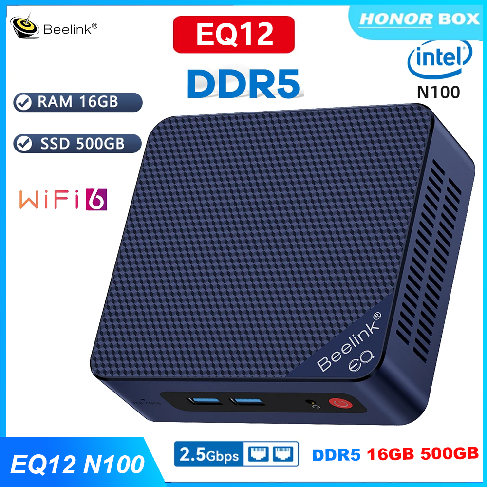 New Beelink EQ12 Intel 12th N100 Mini PC Windows 11 DDR5 8GB/16GB 500GB NVME SSD Quad-Core 2.4G/ 5G WiFi6 Bluetooth 5.2 HDMI Type-c Gigabit Internet Mini Computer(เปิดใช้งานล่วงหน้า Win11 Pro) ราคา 8,865 บาท*ส่งฟรี
