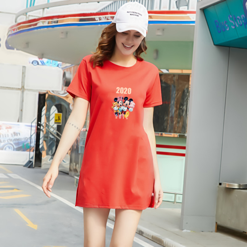 Fashion Shop Stoer เสื้อผ้าผู้หญิงแฟชั่นสไตล์เกาหลีสวยเก๋น่ารัก เสื้อยืดเเขนสั้น เสื้อยืดคอกลมทรงยาว Q0137
