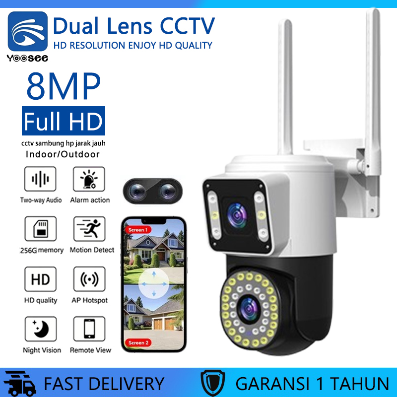 Yoosee Dual-Lens Camera Ip66 Color Full Hd, Can Rotate 360 Degrees, Go up and down 90 Degrees. ​ 8 Million Pixels, Color Images at Night, Wireless Cctv Camera, Has 2 Infrared Cameras, Can Be Viewed at the Same Time, Rainproof, Sunproof, 360 Wifi Cctv Came ราคา 477 บาท*ส่งฟรี