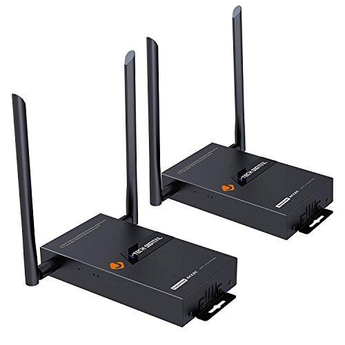 J-Tech Digital HDbitT Series 1X2 Wireless HDMI Extender Dual Antenna Ultra HD 4K@60Hz HDCP2.2 with IR Repeating 660ft Transmitter & Receiver Set [JTECH-WEX-4K60]