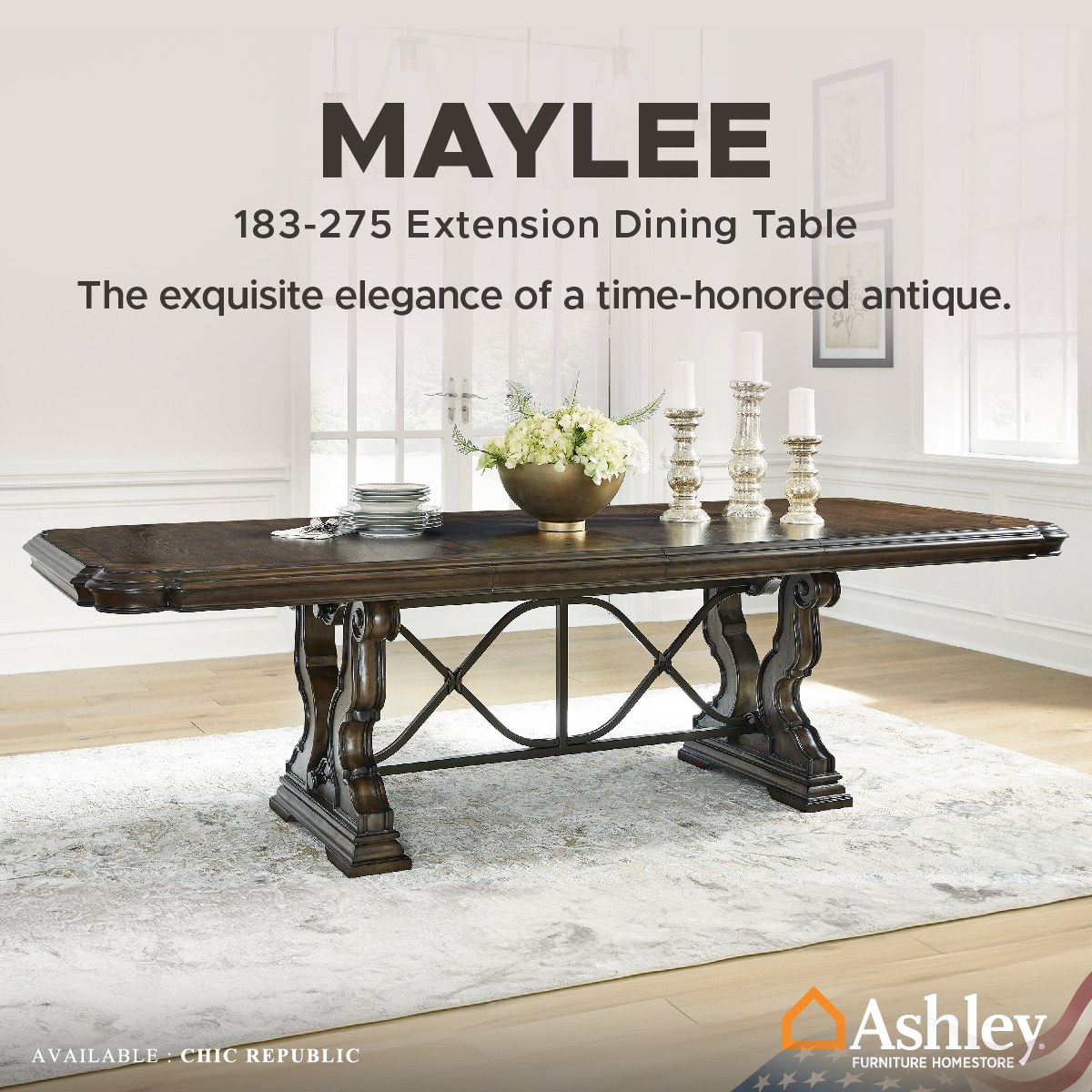 Ashley Dining Table Model Maylee 183-275 Extension Dining Table - ยี่ห้อ Ashley Furniture Homestore ราคา 58,500 บาท*ส่งฟรี