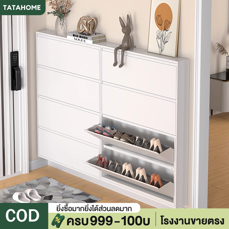 TATA ตู้เก็บรองเท้า ตู้รองเท้า ชั้นวางรองเท้าแบบโครงเหล็ก ตู้ใส่รองเท้า เก็บของอเนกประสงค์ 3/4/5 ชั้น แข็งแรงทนทาน ราคา 1,282 บาท*ส่งฟรี