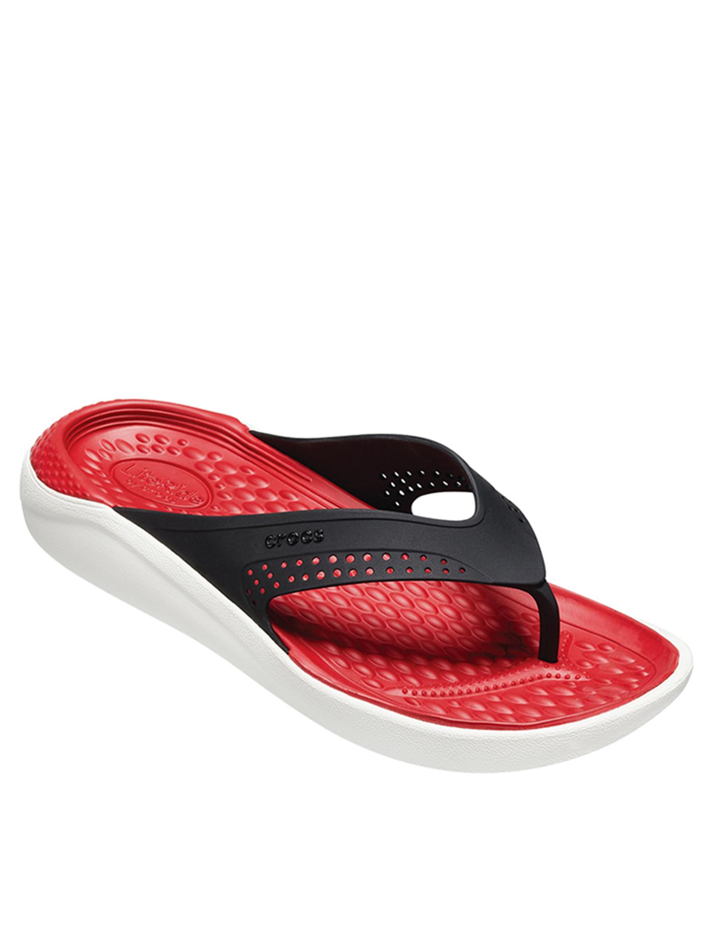 CROCS รองเท้าแตะสำหรับผู้ใหญ่ รุ่น Literide Flip ไซส์ M12 สีแดง-ขาว