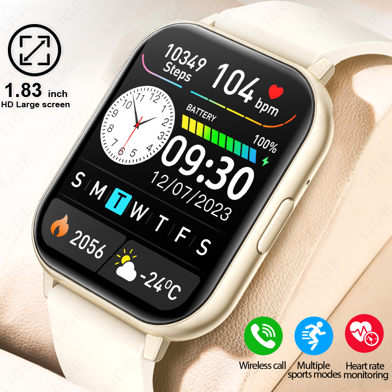LIGE Bluetooth Call Smart Watch Women Voice Assistant Health and Fitness Tracker Waterproof Sport Watches Unisex ราคา 389 บาท*ส่งฟรี