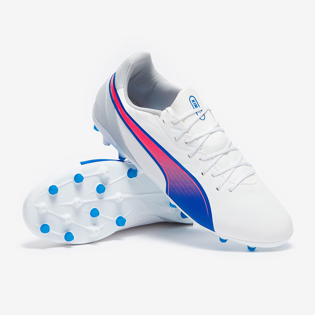 รองเท้าฟุตบอล Puma King Match MG - Puma WhiteBluemazingFlat Light Grey ราคา 8,500 บาท*ส่งฟรี