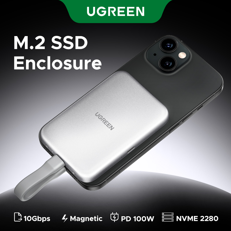 GREEN M.2 NVMe SSD Magnetic Solid State Hard Disk Enclosure Compatiable with M.2 NVMe SSD for iPhone 15 16 Pro max Samsung Tablet Laptop Model:55151 ราคา 1,190 บาท*ส่งฟรี
