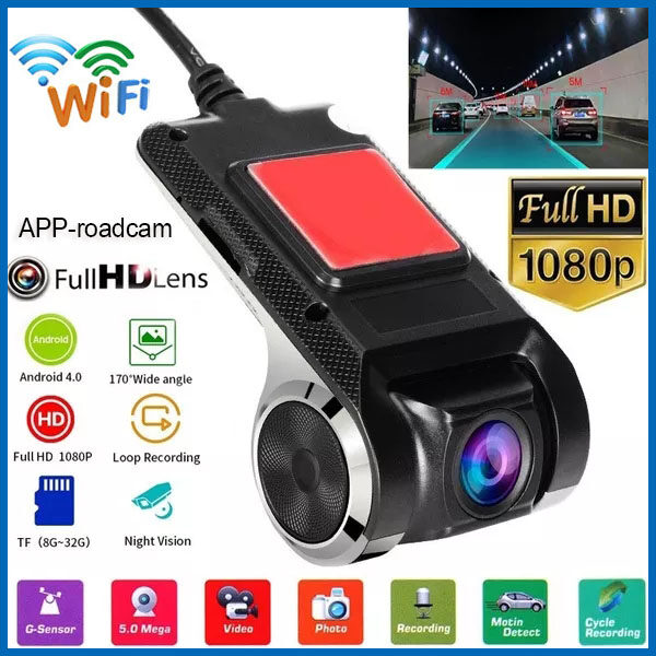 ข้อมูลเกี่ยวกับ 【มีWiFiในตัว】Android USB กล้องติดรถยนต์ WIFI 1080P 2กล้อง  Car Camera กล้องหน้ารถ ADAS Night Vision กล้องสำหรับรถ ดูวิดีโอการขับขี่ผ่านแอพได้
