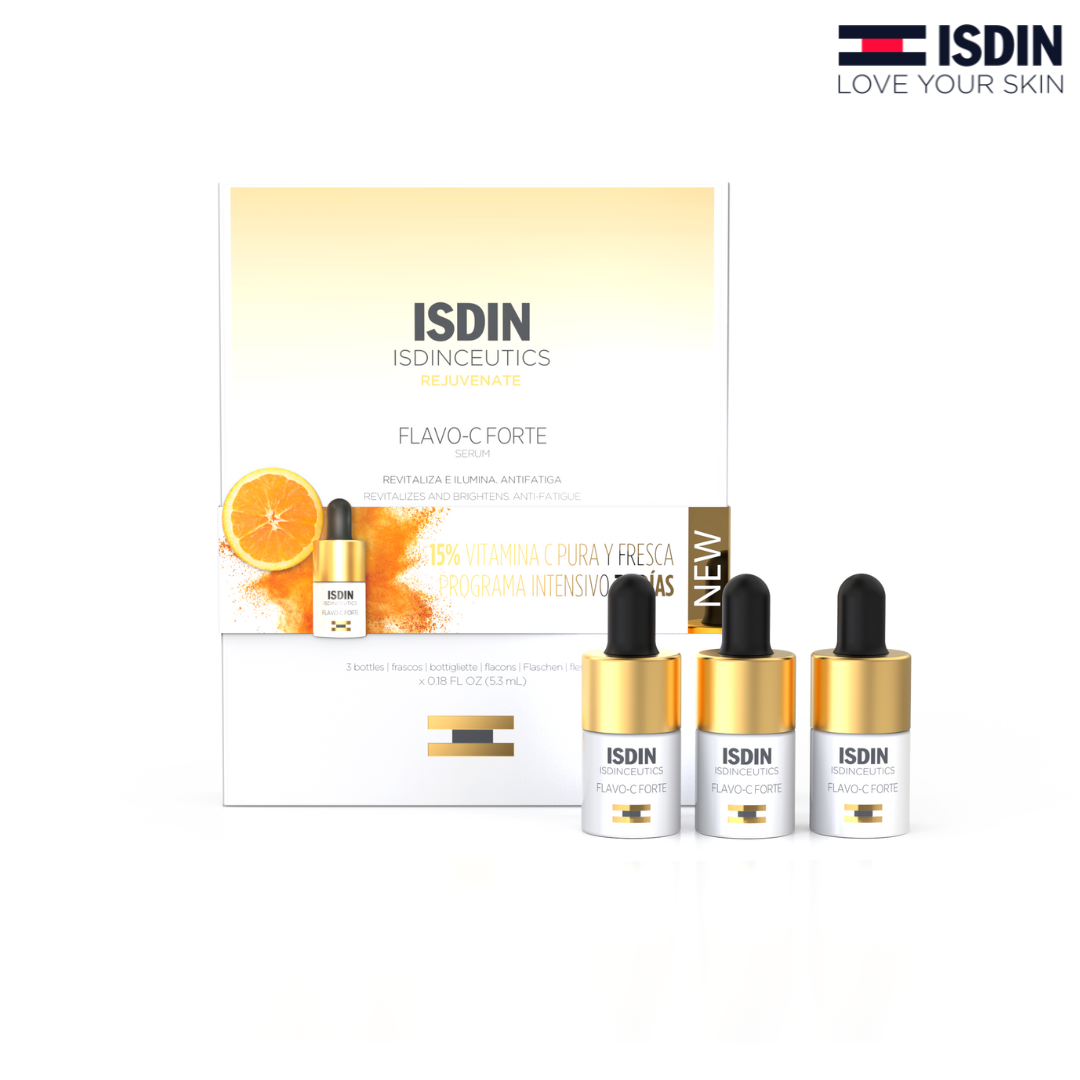 เซรั่มบำรุงผิวหน้า เอสเซนส์สูตรเข้มข้น ISDIN ISDINCEUTICS FLAVO-C FORTE แพ็ค 3 ขวด เซรั่มกู้ผิวหมองคล้ำ ผิวโทรม หน้าแห้งกร้าน ใน 10 วัน