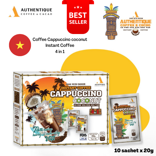 เกี่ยวกับสินค้า กาแฟ เวียดนาม กาแฟมะพร้าว Instant Coffee with Coconut Milk Flavor 4in1 (20G x 10Packs) Coconut Cappo