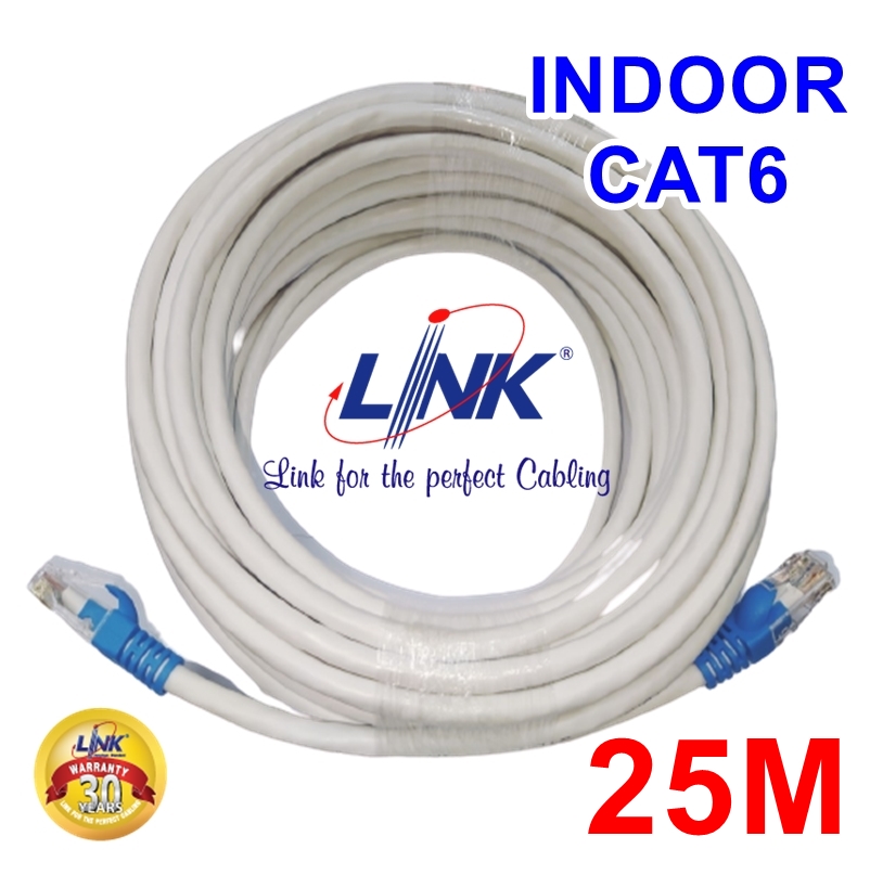 สายแลน CAT6 LINK indoor (ภายในอาคาร) ความยาว 15/20/25/30/35/40 เมตร เข้าหัวพร้อมส่ง