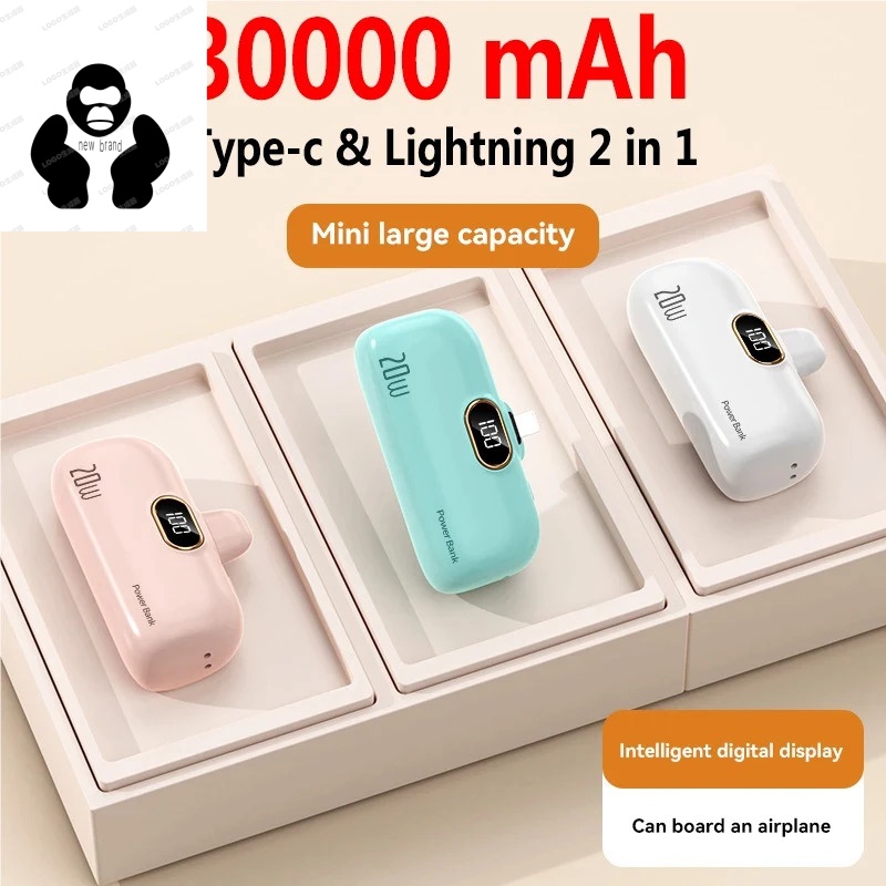 Brand New Xiaomi 30000 Built-In Cable Portable Mobile Phone Charger Capsule for Type-C iPhone Welcome to Our Store ราคา 326 บาท*ส่งฟรี