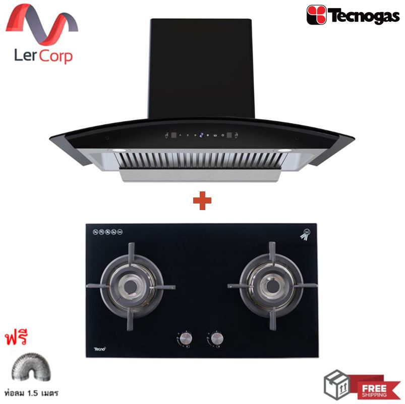(Tecno) เครื่องดูดควันแบบกระโจม 90 ซม. TNS HD 90 MA/B + เตาแก๊ส 2 หัว TNP HB FLORA 2 GBT ฟรีท่อลม 1.5 ม. ราคา 16,900 บาท*ส่งฟรี