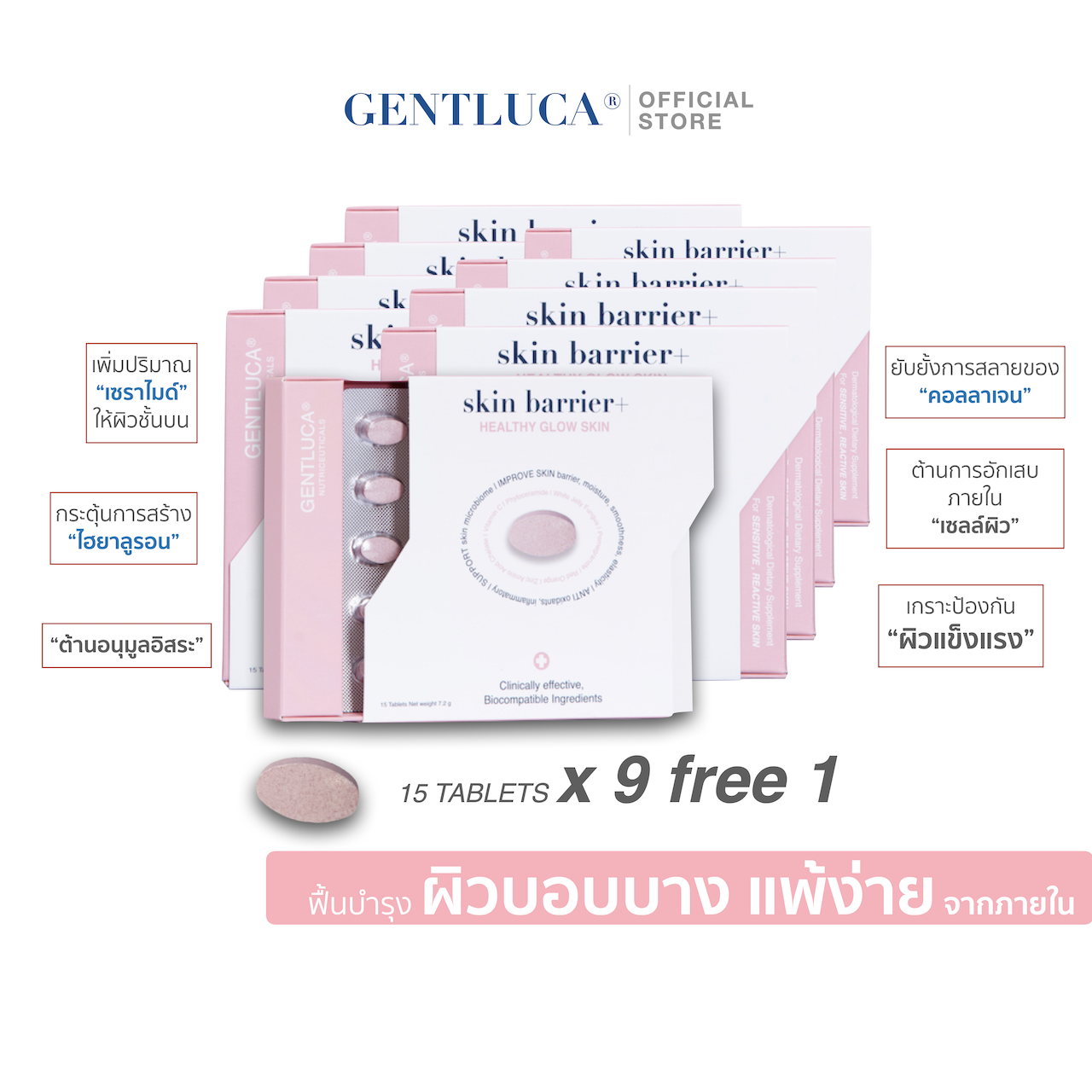 GENTLUCA วิตามินผิวแพ้ง่าย SET 9 แถม 1 กล่อง]