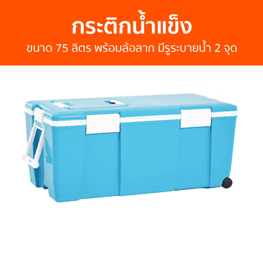 กระติกน้ำแข็ง Everest ขนาด 75 ลิตร พร้อมล้อลาก มีรูระบายน้ำ 2 จุด AG750 - กะติกนํ้าแข็ง ถังใส่น้ำแข็ง ถังเก็บความย็น กระติก กระติกน้ำแคมป์ ถังเก็บความเย็น กระติกใส่น้ำแข็ง กระติกน้ำแข็งแคมป์ปิ้ง cooler box ราคา 2,750 บาท*ส่งฟรี