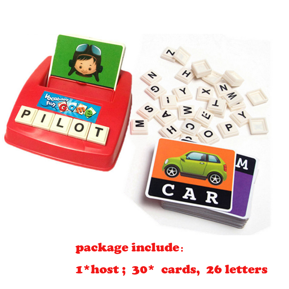 English Word Learning Puzzle Toy Letters Machine Card Spelling Game,Random Color 