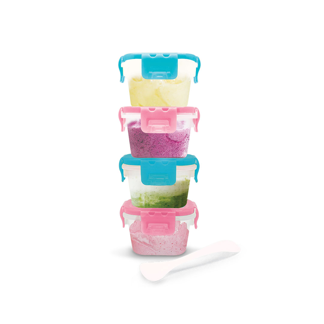 มุมมองเพิ่มเติมของสินค้า Nanny กล่องอาหาร กล่องอาหารสูญญากาศ กล่องใส่อาหาร พร้อมช้อน 180 มล. มี BPA Free 1 ชุด (4 ใบ)