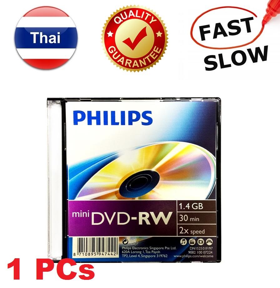 แผ่น Philips Mini DVD-RW ( ชนิด ลบ แล้ว เขียนใหม่ ได้ ) เวลา 30 นาที สำหรับกล้อง DVD HandyCam