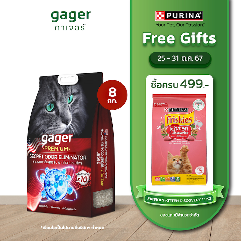 Gager (กาเจอร์) ทรายแมวภูเขาไฟ สารสลายกลิ่นสูตรลับจากอเมริกา พลังสลายกลิ่น 3 เท่า ทรายแมวพรีเมียม ทรายแมว (8กิโล) ราคา 499 บาท*ส่งฟรี