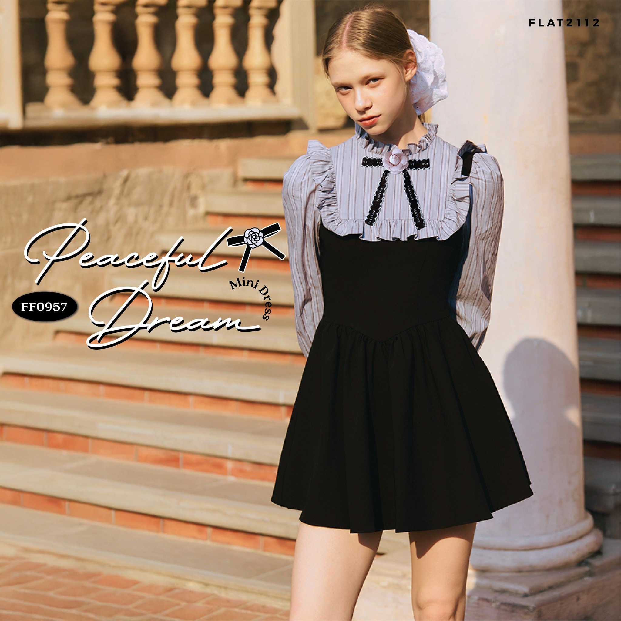 FLAT2112 FF0957 : PEACEFUL DREAM MINI DRESS เดรสสั้น เดรสแขนยาว ชุดออกงาน ชุดทำงาน ราคา 1,828 บาท*ส่งฟรี