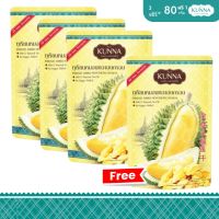 ทุเรียนหมอนทองอบกรอบ 80 กรัม 3 ซอง แถมฟรี 1 ซอง แบรนด์ KUNNA (คันนา)