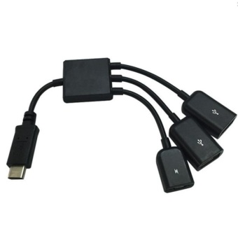 รีวิวพันทิป 3 in 1 USB Type C High Speed 3 Port USB 2.0 Mini Cable Hub SplitterAdapter - intl รีวิว 3 in 1 USB Type C High Speed 3 Port USB 2.0 Mini Cable Hub SplitterAdapter - intl