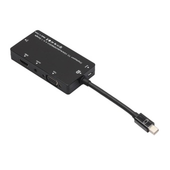 โปรโมชั่นพิเศษ 4in1 Mini DP Display port Thunderbolt to DVI / HDMI / VGA / AudioAdapter (Black) - intl รีวิว 4in1 Mini DP Display port Thunderbolt to DVI / HDMI / VGA / AudioAdapter (Black) - intl