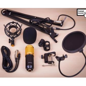 ไมโครโฟน คอนเดนเซอร์ BM-800 เต็มชุด สีดำ ทอง พร้อมขาตั้งไมค์ pop filter shock mount อุปกรณ์ครบชุด และแถม USB 3D Sound card และ สายแปลงใช้กับโทรศัพท์มือถือ BM Premium