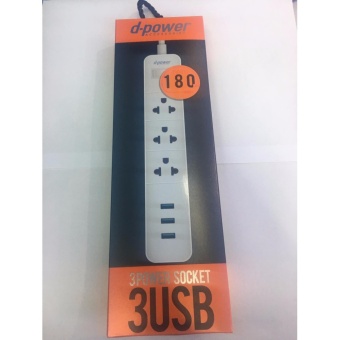 ขอเสนอ d-power ปลั๊กชาร์จ USB power Strip 3USB 3power AC-12 180CM ขายด่วน d-power ปลั๊กชาร์จ USB power Strip 3USB 3power AC-12 180CM