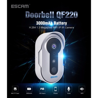 ESCAM Doorbell QF220 1.3M 960P H.264 WIFI IP IR Camera 3000mAH Battery New 2017 - intl